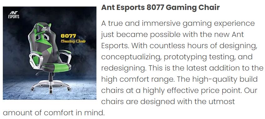 ant esports 8077 green gaming chair